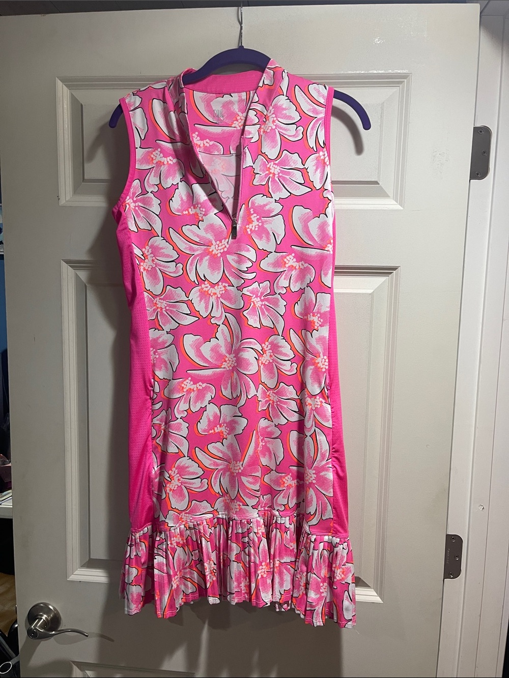 TAIL Sleeveless NABILA Floral Ruffle Hem Tennis Golf Dress in Sugar Blossom
